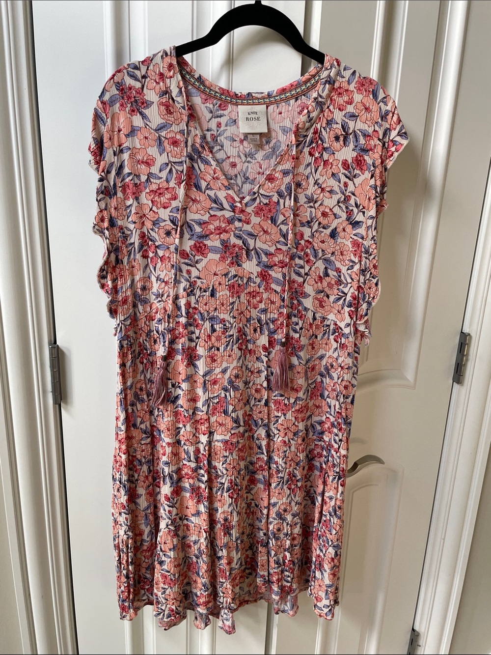 Knox Rose Pink and Blue Floral Midi Dress